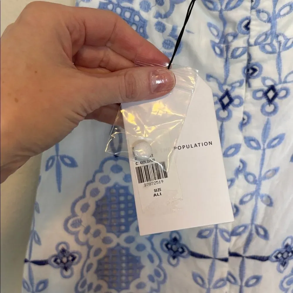 NEW Dress The Population Size Small Astoria Halter Embroidered Midi Dress White